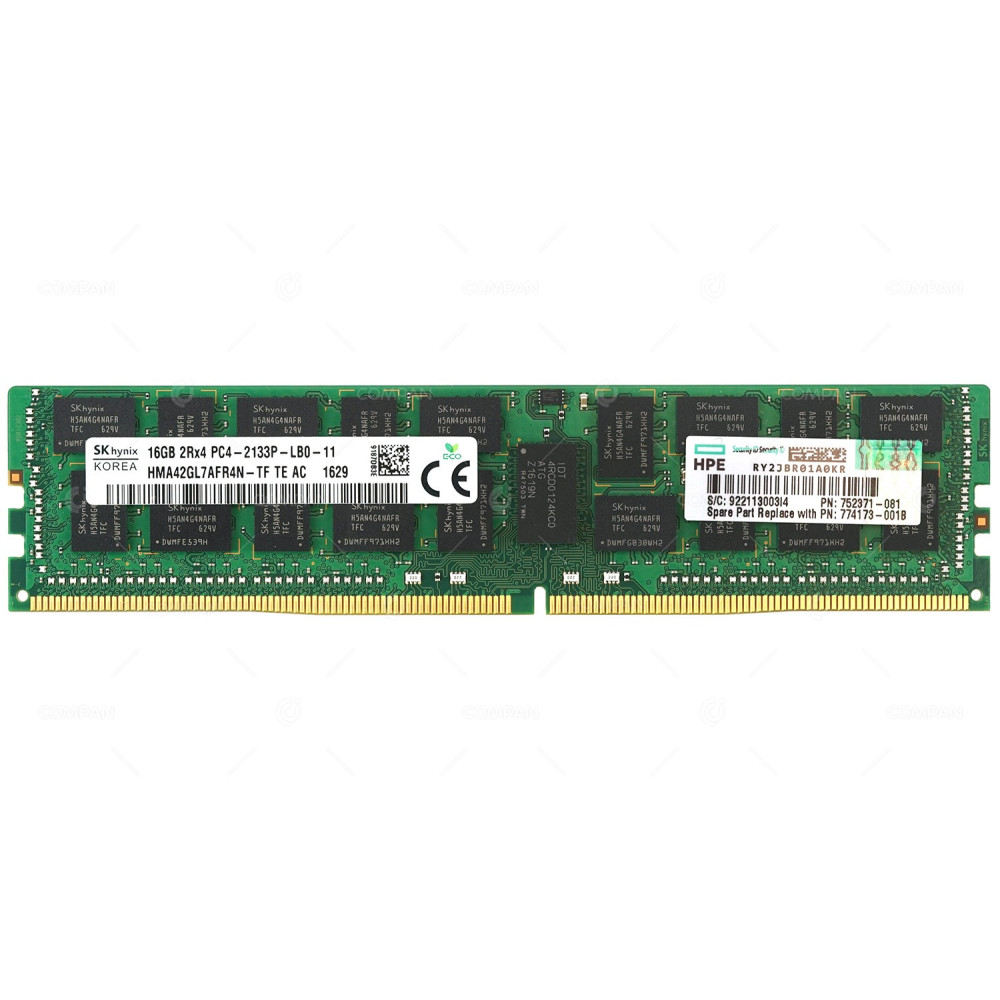 752371-081 HP DDR4 16GB 2RX4 PC4-17000 2133MHZ RDIMM